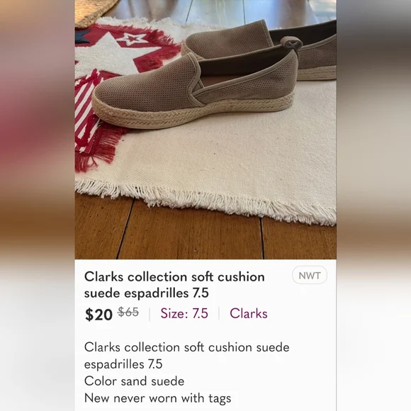 Clarks collection soft cushion suede espadrilles 7.5 - Picture 6 of 6